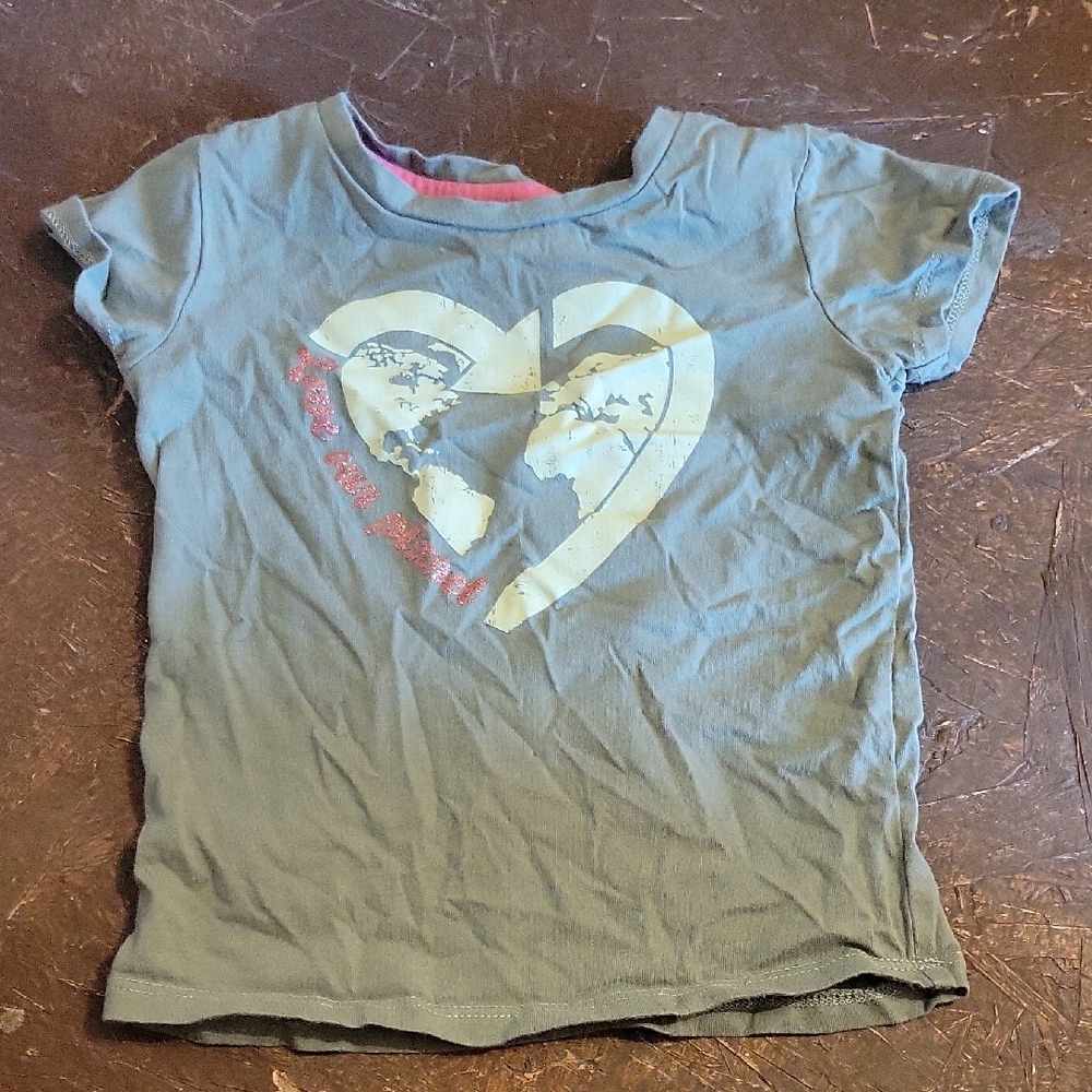 George Kids Olive Earth Heart Tee